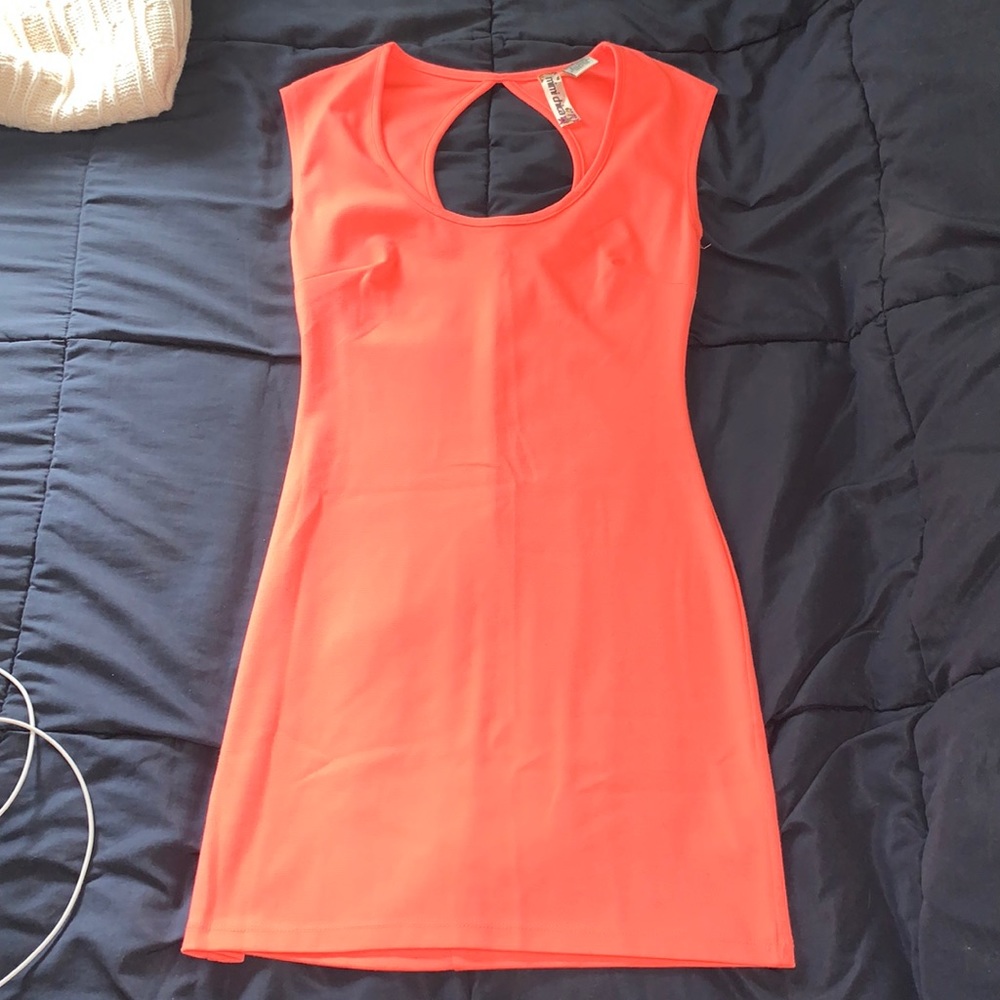 Neon coral orange dress